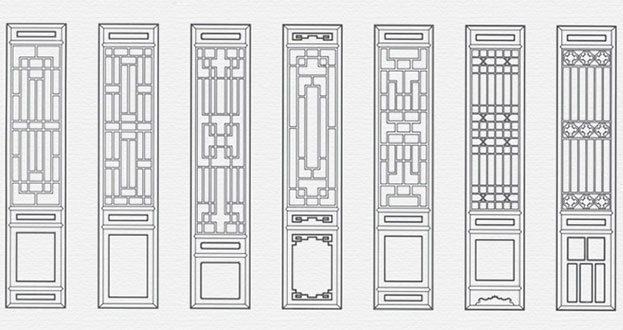 富川常用中式仿古花窗图案隔断设计图